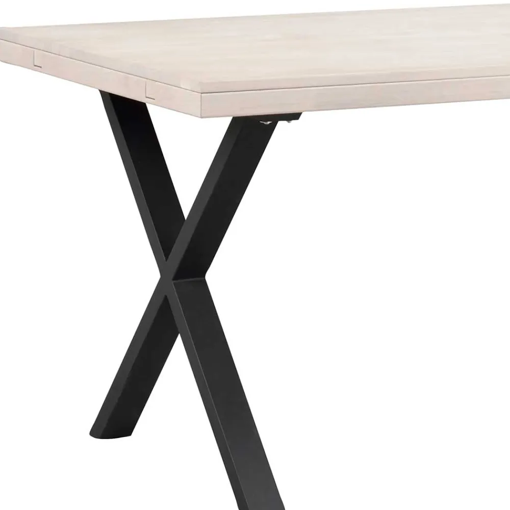 Wohnen Loft Möbel|Industrial Möbel*Tisch mit Whitewash Eichenplatte & X-Füßen - Durense