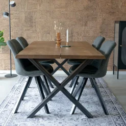 Wohnen Küchen-Essgruppen|Esszimmer Komplett*Tisch mit X-Füßen & Stühle - Morescan (fünfteilig)