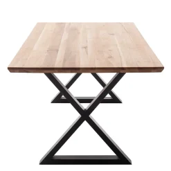 Wohnen Tisch mit X-Gestell und Zerreiche Platte - Aljawis
