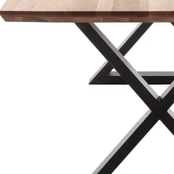 Wohnen Tisch mit X-Gestell und Zerreiche Platte - Aljawis