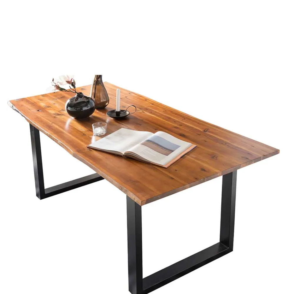 Wohnen Tischgruppe in Braun mit Schwarz - Bruce (fünfteilig)