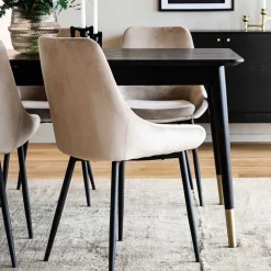 Wohnen Küchen-Essgruppen|Sitzgruppe*Tischgruppe in Schwarz & Beige - Orgevia (siebenteilig)