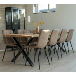 Wohnen Schwarze Möbel|Tische*Tischgruppe mit acht Stühlen Set - Anglesio (neunteilig)