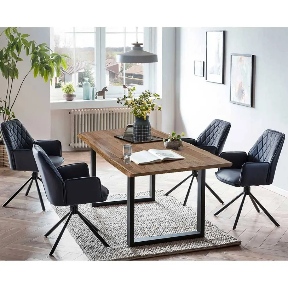 Wohnen Tischgruppe mit Drehstühlen Set - Bravara (fünfteilig)