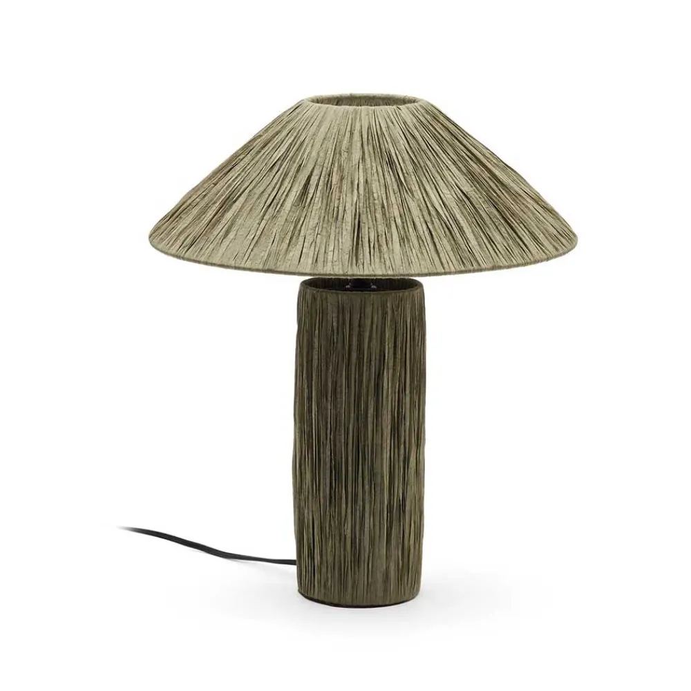 Wohnen Rattanmöbel|Lampen & Leuchten*Tischleuchte in Graugrün aus Raffia - Dasanti