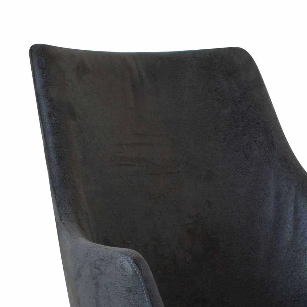 Wohnen Küchenstühle|Esszimmerstühle*Tischsessel in Anthrazit Microfaser Bastiona mit Gestell Wildeiche