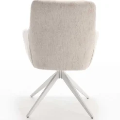 Wohnen Weiße Möbel|Wohnzimmerstühle*Tischsessel in Creme Strukturstoff - Gonnya (2er Set)