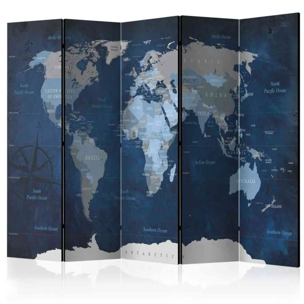 Wohnen 5-tlg Spanische Wand in Blau & Grau - Mabu