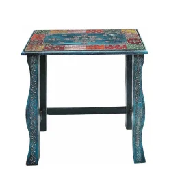 Wohnen Naturholzmöbel|Massivholzmöbel*Toller Dreisatztisch in Blau & Bunt - Faneno (dreiteilig)