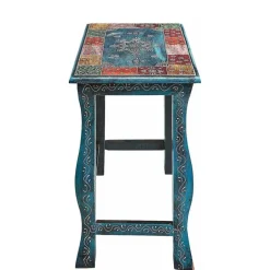 Wohnen Naturholzmöbel|Massivholzmöbel*Toller Dreisatztisch in Blau & Bunt - Faneno (dreiteilig)