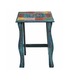 Wohnen Naturholzmöbel|Massivholzmöbel*Toller Dreisatztisch in Blau & Bunt - Faneno (dreiteilig)