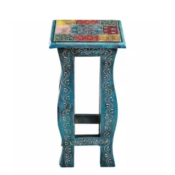 Wohnen Naturholzmöbel|Massivholzmöbel*Toller Dreisatztisch in Blau & Bunt - Faneno (dreiteilig)