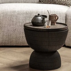 Wohnen Tonfaser Beistelltisch in Dunkelbraun - Feregato