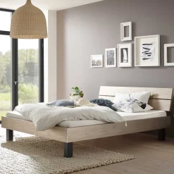 Wohnen Betten|Betten*Topp Bettgestell mit Kopfteil in Silber Grau - Domago