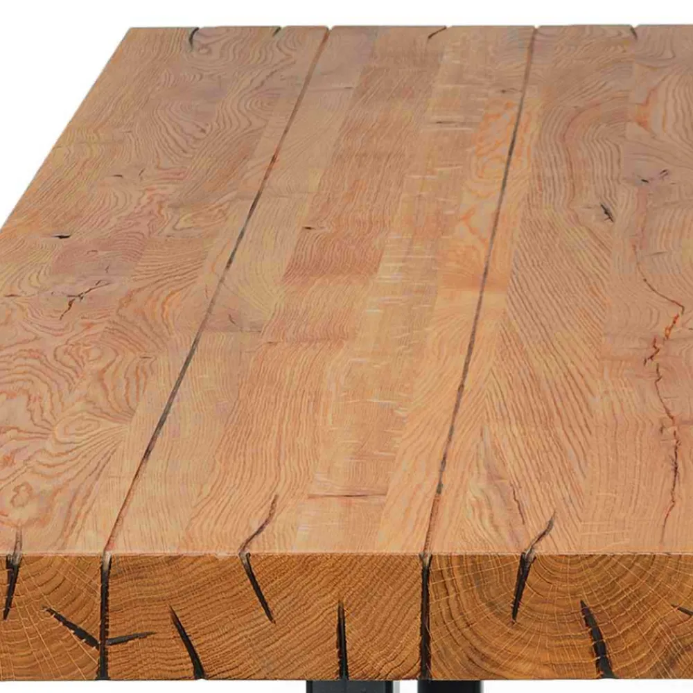 Wohnen Schwarze Möbel|Naturholzmöbel*Topp Esstisch mit Platte Wildeiche geölt - Vastillo