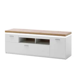 Wohnen Sideboards & Kommoden|Tv & Hifi-Möbel*Topp TV Element in Weiß & Wildeiche mit LED - Caldri