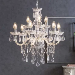 Wohnen Transparenter Kronleuchter mit versetzten Lampen - Apel