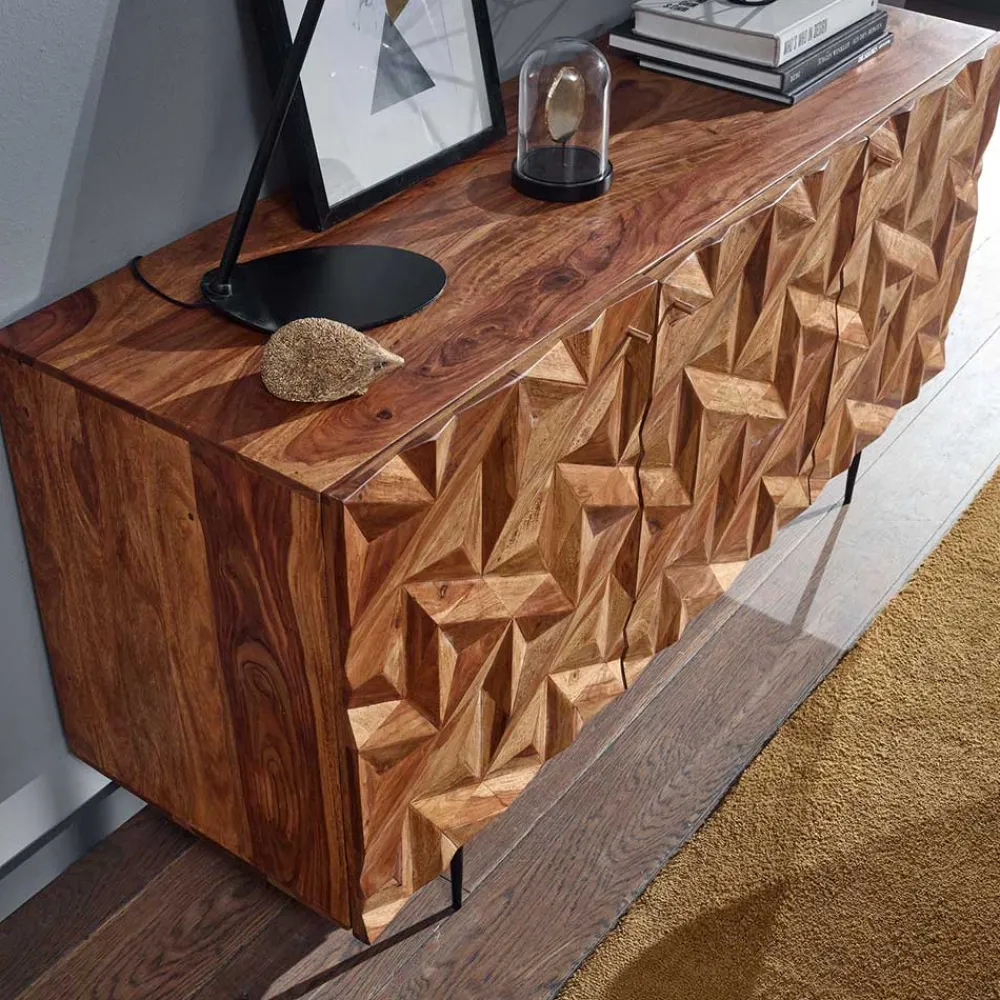 Wohnen Türen-Kommode aus Sheesham Massivholz - Akke