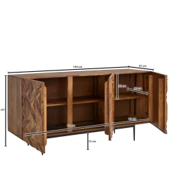 Wohnen Türen-Kommode aus Sheesham Massivholz - Akke