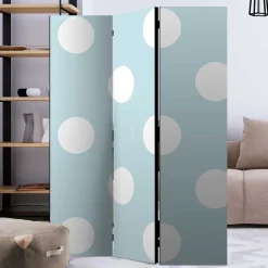 Wohnen Trennwand Paravent in Hellblau mit weißen Punkten - Atlantis