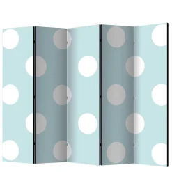 Wohnen Trennwand Paravent in Hellblau mit weißen Punkten - Atlantis