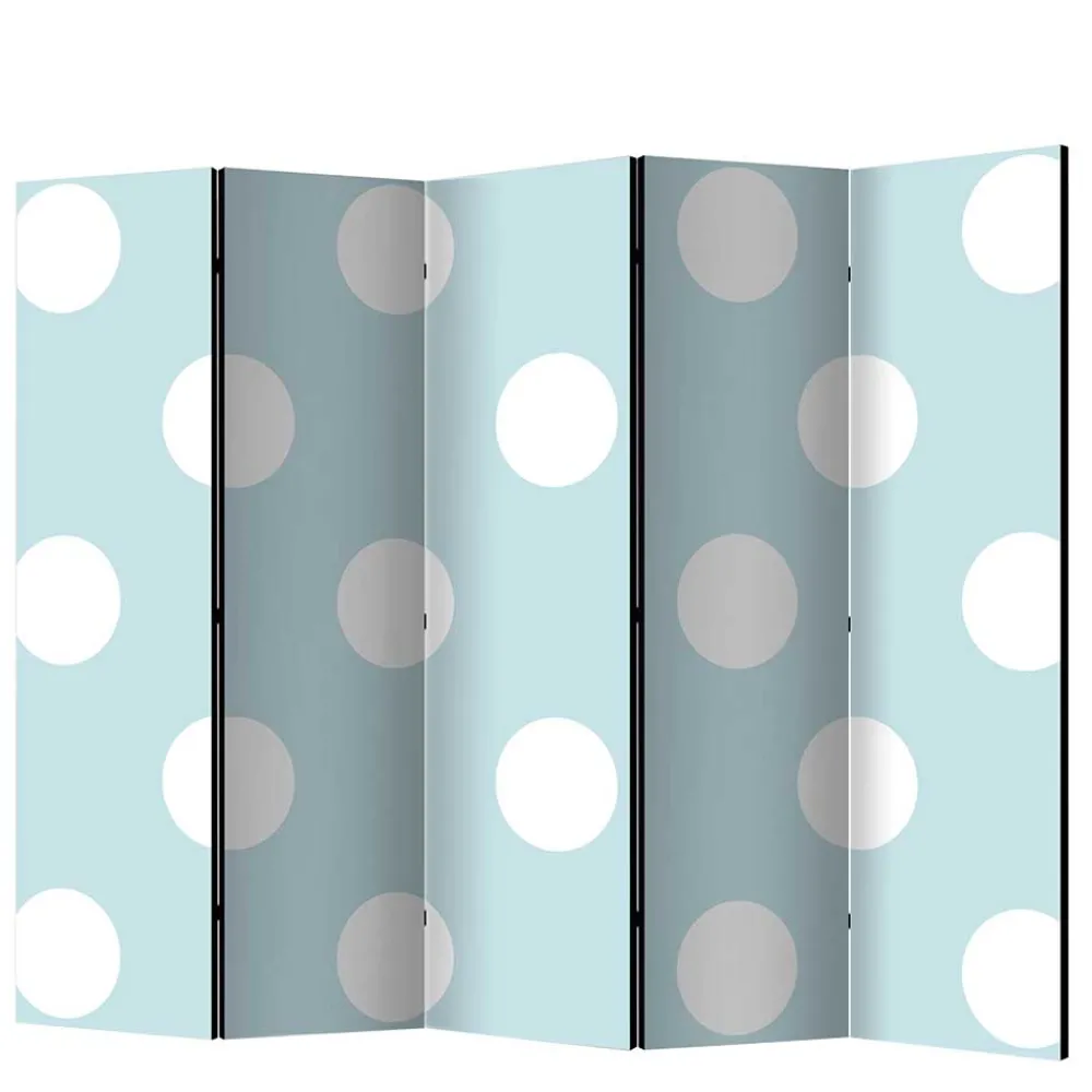 Wohnen Trennwand Paravent in Hellblau mit weißen Punkten - Atlantis