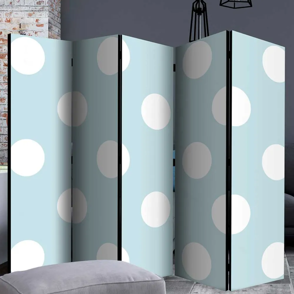 Wohnen Trennwand Paravent in Hellblau mit weißen Punkten - Atlantis