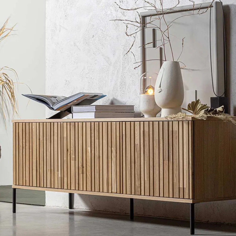 Wohnen Türen-Sideboard in Eiche & Schwarz - Banyo