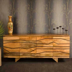 Wohnen Türen-Sideboard mit toller Rillendesign Front Kentura aus Mango Massivholz
