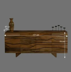 Wohnen Türen-Sideboard mit toller Rillendesign Front Kentura aus Mango Massivholz