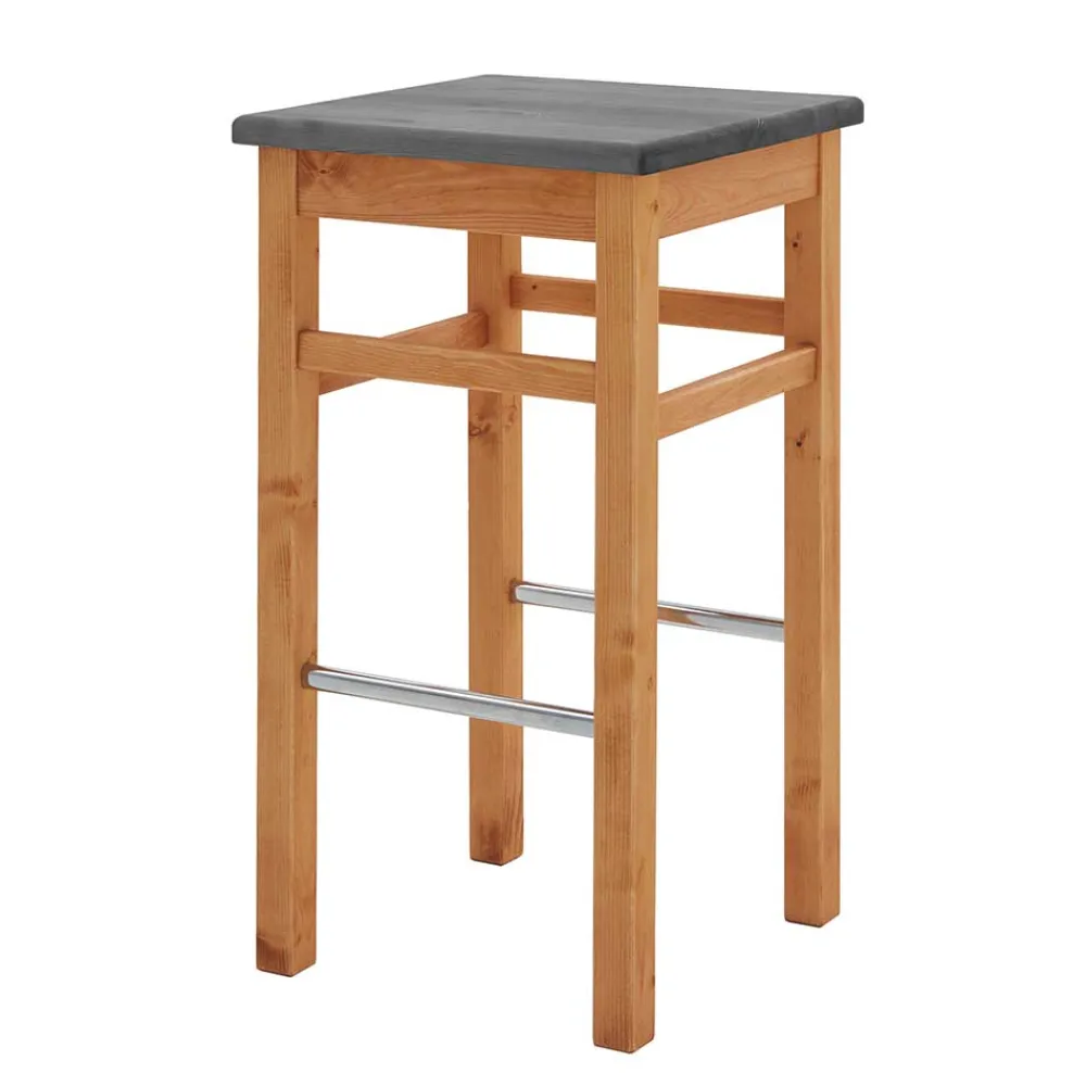 Wohnen Tresenhocker in Grau und Kiefer Lauge - Ribardo