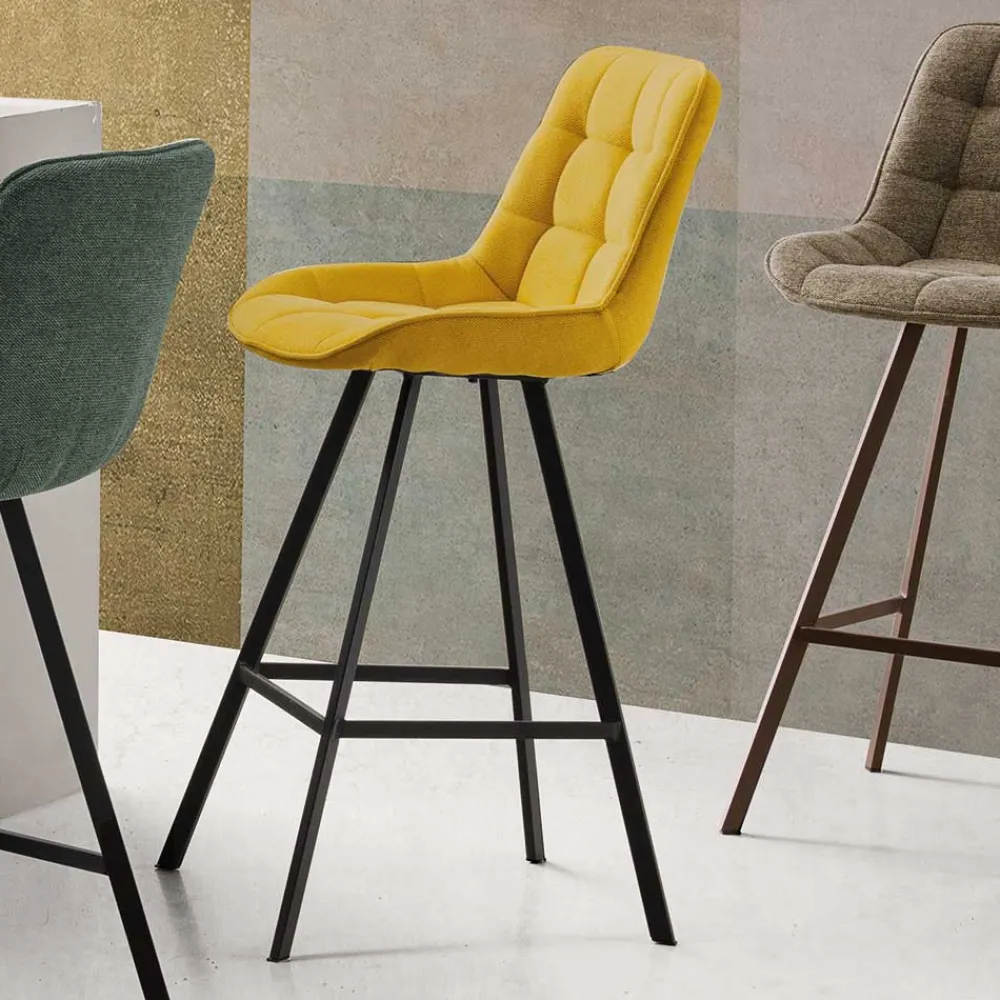 Wohnen Tresenstühle in Gelb Stoff - Gonron (2er Set)