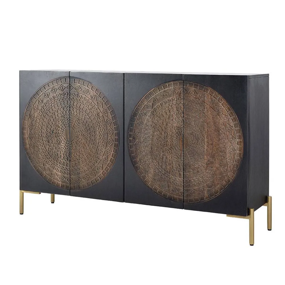 Wohnen Designermöbel*4-türige Design Kommode mit Mandala Schnitzerei - Synessa