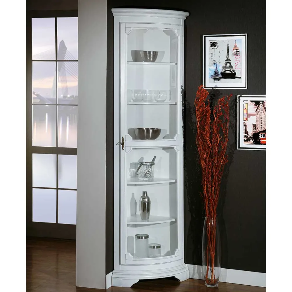 Wohnen Vintage Möbel|Esszimmer-Vitrinen*1-türige Eckvitrine im Vintage Design - Zarinas