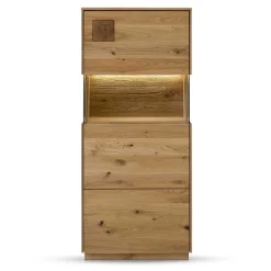Wohnen Esszimmer-Vitrinen|Esszimmerschränke*1-türige Highboard Vitrine aus Wildeiche - Millena