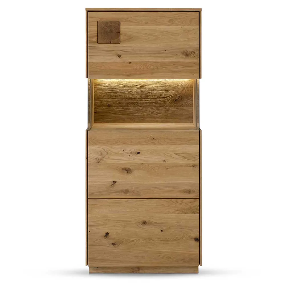 Wohnen Esszimmer-Vitrinen|Esszimmerschränke*1-türige Highboard Vitrine aus Wildeiche - Millena