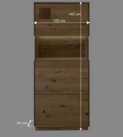 Wohnen Esszimmer-Vitrinen|Esszimmerschränke*1-türige Highboard Vitrine aus Wildeiche - Millena