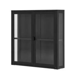 Wohnen 2-türige Hängevitrine in Schwarz - Entury