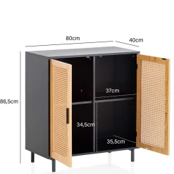Wohnen 2-türige Kommode in Natur und Schwarz - Around