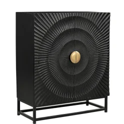 Wohnen 2-türige Kommode in Schwarz mit Gold - Oglio