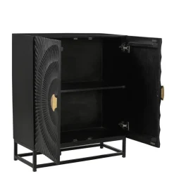 Wohnen 2-türige Kommode in Schwarz mit Gold - Oglio