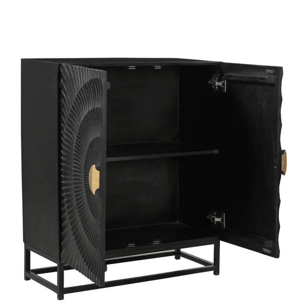 Wohnen 2-türige Kommode in Schwarz mit Gold - Oglio