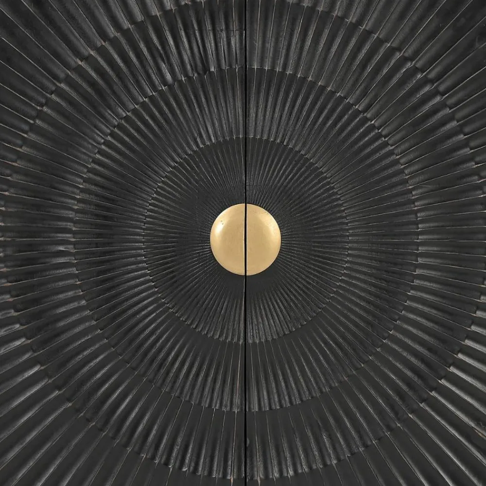 Wohnen 2-türige Kommode in Schwarz mit Gold - Oglio