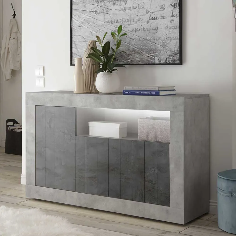 Wohnen 3-türige Kommode mit Regal-Fach - Reading