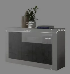 Wohnen 3-türige Kommode mit Regal-Fach - Reading