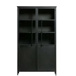 Wohnen 2-türige Metall Vitrine in Schwarz - Ponnya
