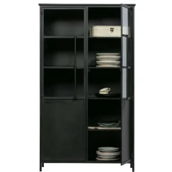 Wohnen 2-türige Metall Vitrine in Schwarz - Ponnya
