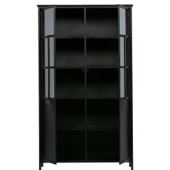 Wohnen 2-türige Metall Vitrine in Schwarz - Ponnya