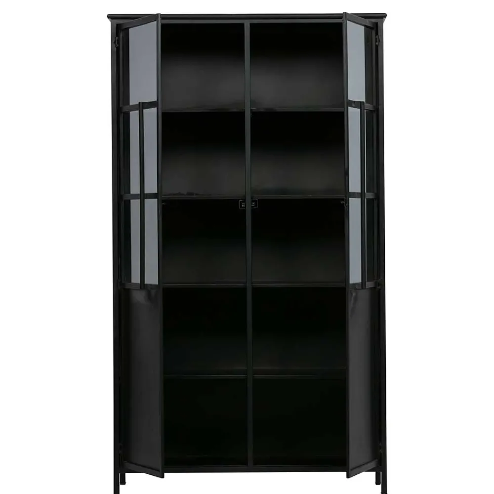 Wohnen 2-türige Metall Vitrine in Schwarz - Ponnya