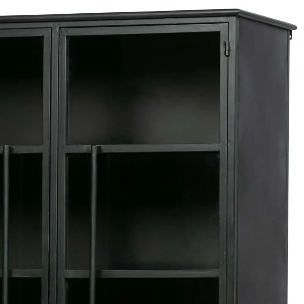 Wohnen 2-türige Metall Vitrine in Schwarz - Ponnya